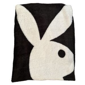 Playboy Bunny Black & White Vintage Y2K Plush Throw Blanket